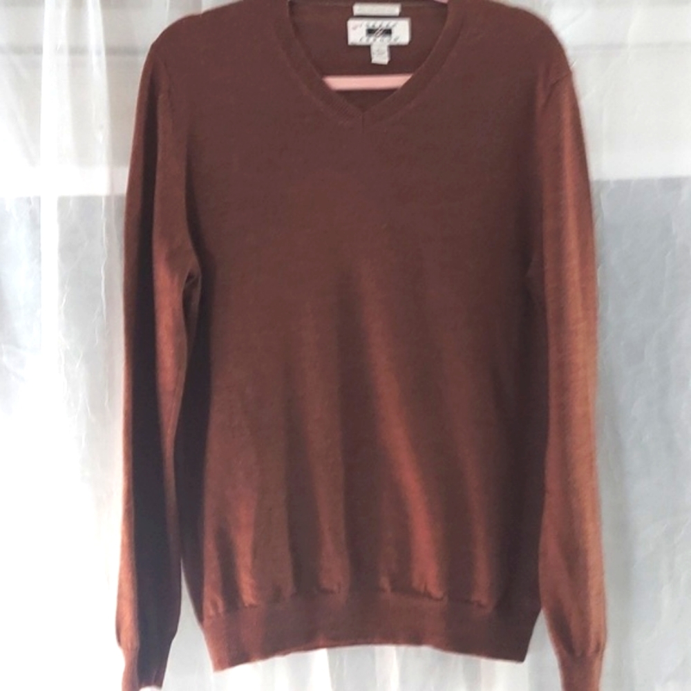 Joseph Abboud V-Neck Extra fine Merino Wool knit Sweater Sz L